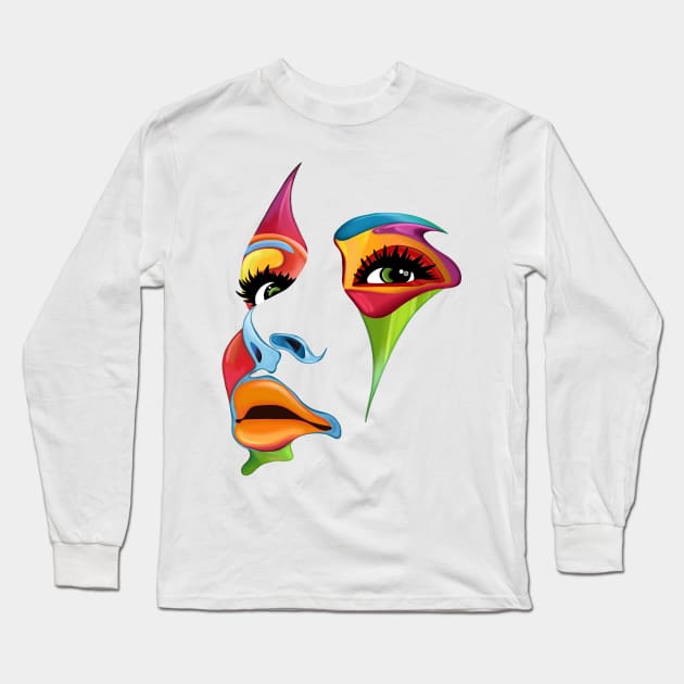 Rainbow face Long Sleeve T-Shirt by Smoky Lemon